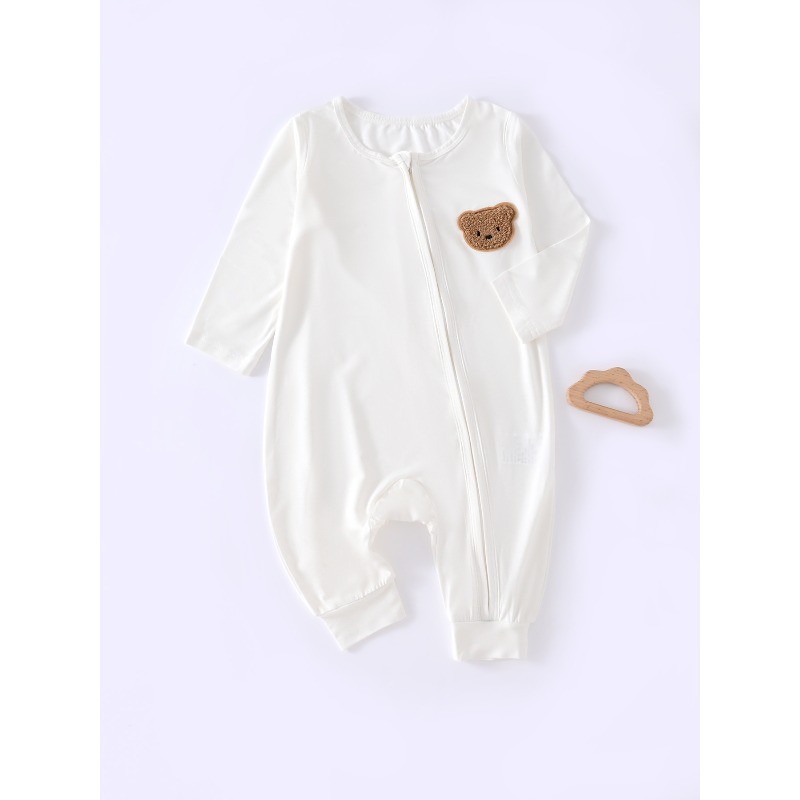 Baby Products Sale - Bamboo Fiber Long-sleeved One-piece Solid Pattern